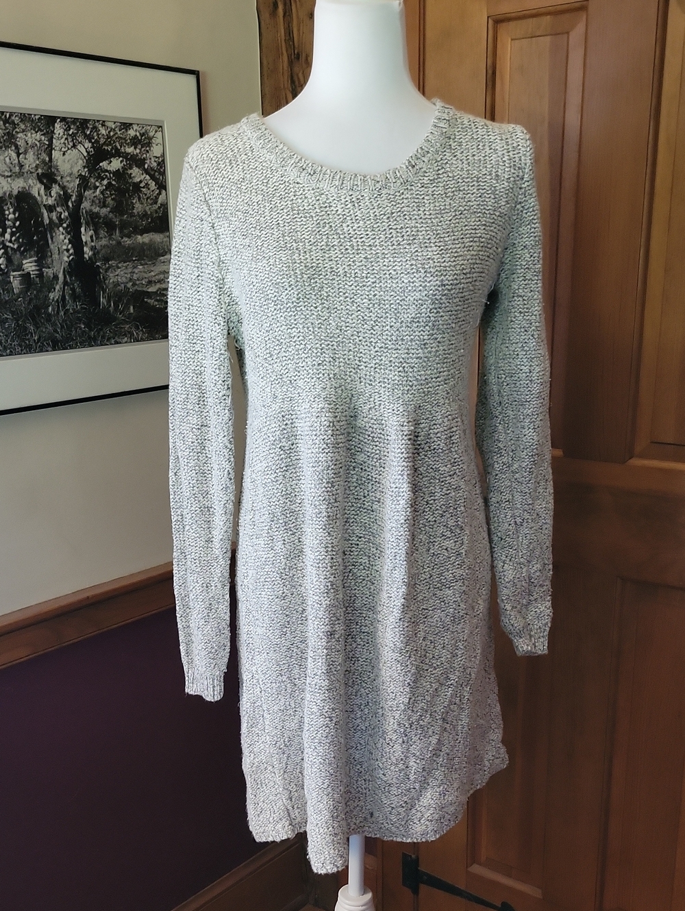 LAUREN CONRAD Cozy Cotton Knit Long Sleeve Sweater Dress - Light Heather - Picture 2 of 9